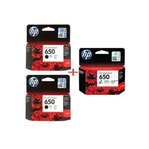 Hp Jeux Cartouches 650 (02) Noir + (01) Couleur - Produits Authentiques avec une longue date d'expiration - Une cartouche périmée peut abîmer votre imprimante !