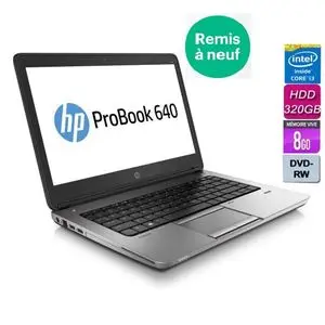 Hp PC Portable  Probook 640 G1 Core i3 4eme 320Gb 8 GB RAM 14" remis a neuf