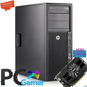 Hp Z220 PC Gamer - Intel Xeon E3-1240 V2 3,10 GHz - 8Go DDR3 - 256Go SSD - 500Go SATA - ASUS GTX 1050ti 4 Go DDR5  - Noir- Remis à neuf