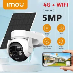 imou Caméra Extérieure Solaire WIFI+4G 5MP 360° avec Panneau Solaire (IPC-B7ED-5M0TEA-EU/FSP14)