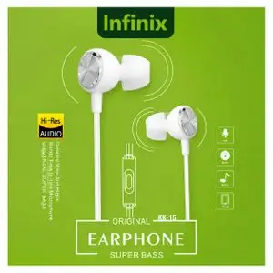 Infinix Écouteurs intra-auriculaires filaires avec Microphone, Support de contrôleur filaire, 3.5mm, pour Samsung Xiomi Iphone ...