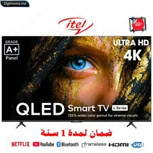 Itel 50 QLED A-Grade 4K Ultra HD Smart TV Pro Wi-Fi, Bluetooth, YouTube &amp; Netflix + Support gratuit, L5060N
