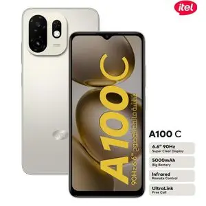 Itel Smartphone A100C  6.6" IPS TFT  64GB de stockage Ram 6 Go (extensible de 2 Go à 4 Go) 5000Mah 8mpx-titanium gold