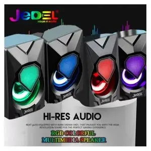 Jedel Haut Parleurs pc RGB Stéréo Speakers multimédia Pc 2*4w -Jack -USB