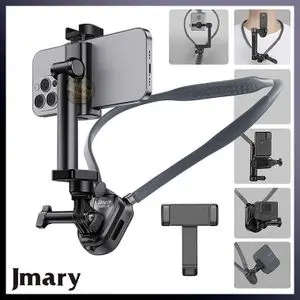 Jmary Support de Cou MG-01 2-en-1 pour Smartphone et Caméra – Tournage POV, Rotation 360°, Pliable et Confortable, Compatible GoPro, Insta360, Caméras d’Action et Smartphones