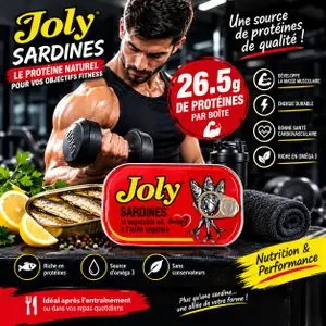 Joly Sardines à l’Huile Végétale riches en Oméga 3– 26,5 g de Protéines par Boîte
