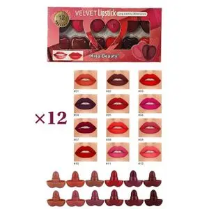 Kiss Beauty Rouge à lèvres , 12 mini Rouges à lèvres, Formule naturelle.