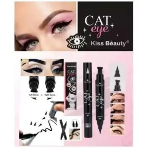 Kiss Beauty Eyeliner - Noname - Double Embout - Noir Intense - Effet Œil de Chat - Waterproof Non