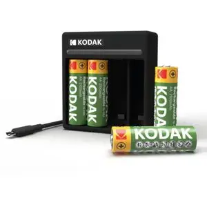 Kodak Chargeur USB Fast + blister de 4 piles rechargeables AA 2100mah