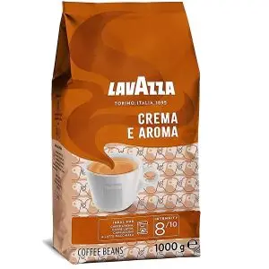 Lavazza Coffee Café Crema E Aroma 1KG Grains de Café Force : 8/10 Rond &amp; Arôme Intense- 1Kg