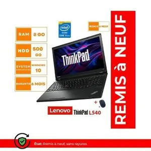 Lenovo ThinkPad L540 - Intel Core i5 - 8Go RAM - 500Go HDD - 15.6" HD - AZERTY - (Remis à Neuf)