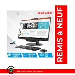 Lenovo Ordinateur tout en un ThinkCentre Core i5 8eme Ram 8 Disque dur 256 go ssd Remis a Neuf