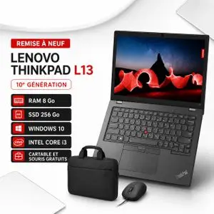 Lenovo PC PORTABLE  Thinkpad L13 Core i3-10ème Génération-RAM 8GB -256 SSD-AZERTY-GARANTIE 6 MOIS- SOURIS GRATUIT-Remis a Neuf/