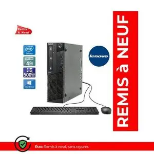 Lenovo M82 SFF Intel Celeron G1610 (2,6GHz) - RAM 4Go , HDD 500Go (Remis à Neuf)