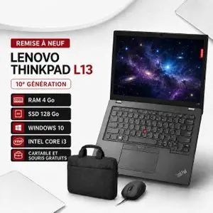 Lenovo PC PORTABLE  Thinkpad L13 Core i5-10ème Génération-RAM 4GB -128 SSD-AZERTY-GARANTIE 6 MOIS-CARTABLE ET SOURIS GRATUIT-Remis a Neuf/