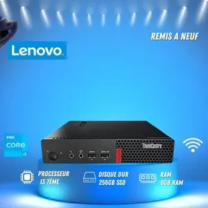 Lenovo Ordinateur de bureau Thinkcentre M710q Core i3 2,2Ghz 7éme Génération 8Go 256Go SSD-Remis à neuf