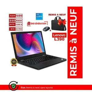 Lenovo Notebook ThinkPad L390 YOGA  i5–8250U- 8eme génération-16Go-512Go SSD- souris ET CARTABLE GRATUIT- GRATUIT-AZERTY-REMIS A NEUF