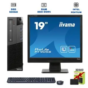 Lenovo ThinkCentre M73 SFF + Écran 19" - Pentium G3220 - 8Go / 500Go - Pack Complet