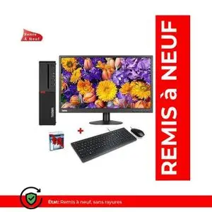 Lenovo M700 SFF - Pentium G4500 - 8Go , 500Go Avec Ecran 24" ThinkVision E24-10 (Remis à Neuf)