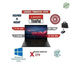 Lenovo ThinkPad X270, Intel Core i5-6eme génération, RAM 8Go,128Go SSD+ CARTABLE + SOURIS -REMIS A NEUF