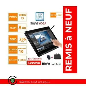 Lenovo Notebook ThinkPad L390 YOGA  i5–8250U-8Go-256Go SSD-AVEC STYLET-TACTILE-AZERTY-REMIS A NEUF