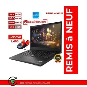 Lenovo PC PORTABLE  Thinkpad-L460 Core i5 RAM 16GB 512 SSD-6ème Génération-Remis a Neuf