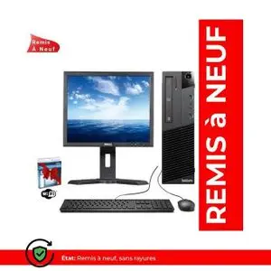 Lenovo ThinkCentre M83 Pentium G3250 - RAM 8Go, HDD 500Go avec Ecran Dell 17" (Remis à Neuf)