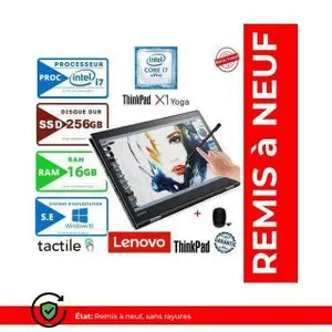Lenovo Notebook ThinkPad X1 YOGA  i7–6600U-16Go-256Go SSD-AVEC STYLET-TACTILE-REMIS A NEUF