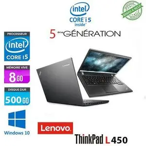 Lenovo ThinkPad L450 - Core i5 5ème génération - RAM 8 Go - HDD 500 Go - Clavier AZERTY - Remis à neuf