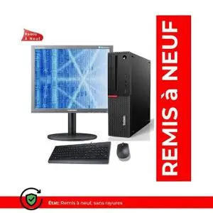 Lenovo Thinkcentre M700 SFF - Intel Pentium G4500 - 8Go , 500Go Avec Écran 19" B1940MR (Remis à Neuf)
