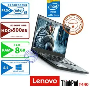 Lenovo PC PORTABLE LENOVO Thinkpad-T440 Core i5 RAM 8GB 500 HDD -Remis a Neuf