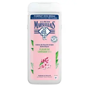 Le Petit Marseillais Crème de Douche &amp; Bain Extra Douce Fleur de Cerisier Bio, 650ml