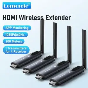 Lemorele Émetteur HDMI sans Fil et 3 Récepteurs 1080P Transmission sans Fil 1 TX jusqu'à 4 RX, Streaming PC/Caméra/Box TV vers TV HD/Moniteur/Projecteur