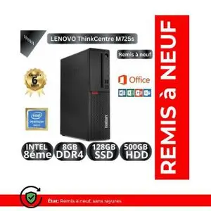 Lenovo Ordinateur de bureau ThinkCentre M720s SFF intel Pentium Gold G5400 8éme génération 8Go de RAM DDR4- 128Go SSD + 500Go HDD - Remis à Neuf