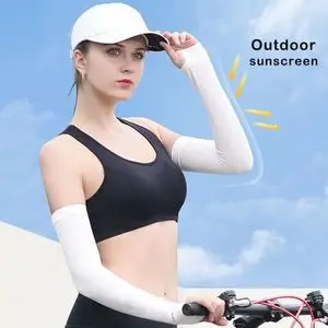 Lets Slim Manches d'été pour femmes avec protection solaire et rafraîchissement blanc