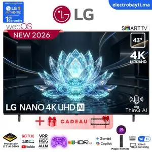 LG Smart TV 43NU850B6LA NanoCell 43 Pouces 4K UHD AI webOS HDR10 Pro Wi-Fi &amp; Bluetooth