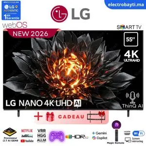 LG Smart TV NANOCELL 2026 - 55'' - UHD 4K -  55NU840B6LA - Nano AI