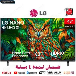LG 43 NANO85 AI 4K UHD Smart webOS HDR10 Pro Télécommande AI Magic + Support Gratuit, 43NU850B6LA