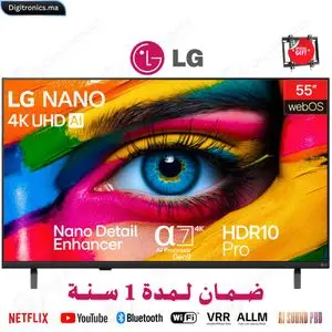 LG 55 NANO85 AI 4K UHD Smart webOS HDR10 Pro Télécommande AI Magic + Support Gratuit, 55NU850B6LA