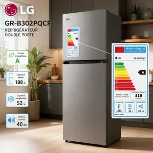 LG Réfrigérateur 2 Portes 240 L congélateur en haut 40 dB Finition Inox, GR-B302PQCF
