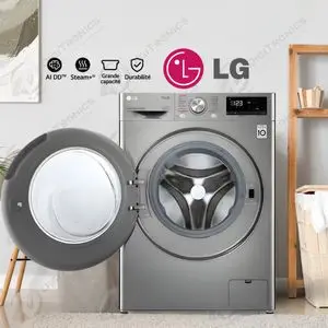 LG Machine à laver 8 kg frontale Inverter DirectDrive, ThinQ Wi-Fi, Tambour inox, F2V5PYP2T