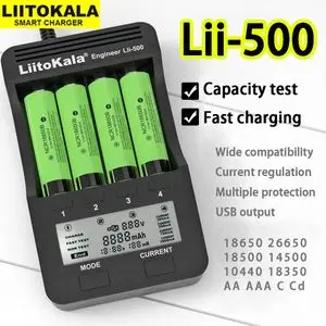 Liitokala Chargeur de batterie Lii-500 pour pile 26650 AA AAA Écran LCD Test de la capacité de la batterie Décharge / Charge