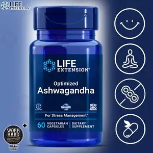 Life Extension Ashwagandha optimisé,gestion du stress et de l'énergie 60 caps