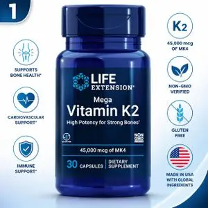 Life Extension Mega Vitamin K2, 45,000 mcg, 30 Capsules