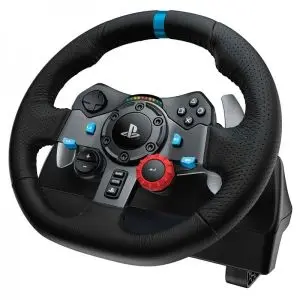Logitech G29 Driving Force volant de course et pédales, retour de force réaliste, leviers de vitesse en acier inoxydable, couverture de volant en cuir pour PS5, PS4, PC et Mac - Noir