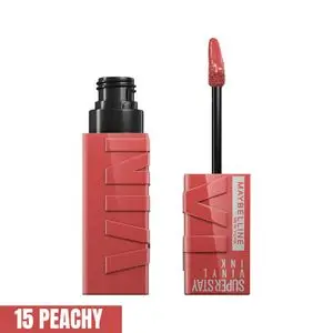 Maybelline Rouge a Levres Liquide - Encre Effet Vinyl Brillant - Longue Tenue - Couleur Intense Ultra-Glossy - Sans Transfert - SuperStay Vinyl Ink - Teinte : Peachy (15)