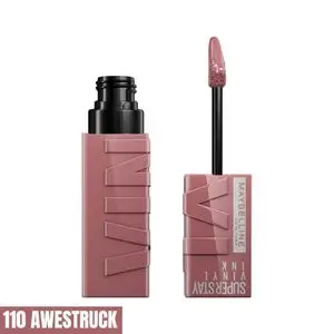 Maybelline Rouge a Levres Liquide - Effet Vinyl Brillant - Longue Tenue - SuperStay Vinyl Ink - Teinte :AWESTRUCK (110)