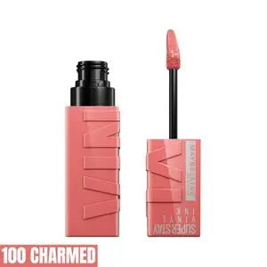 Maybelline Rouge a Levres Liquide - Effet Vinyl Brillant - Longue Tenue - SuperStay Vinyl Ink - Teinte : Charmed 100