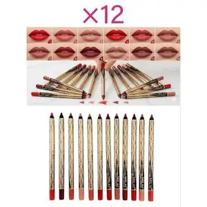 Milai Cosmetic Crayons pour lèvres et yeux,Crayons effet Gel 2 en 1 professionnel ensemble 12 couleurs différentes.