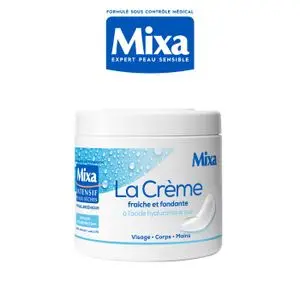 Mixa Intensif Peaux Seches - La Creme Fraîche et Fondante a l’Acide Hyaluronique Pur - Multi Usages Visage, Corps, Mains, Pieds - Hydratation 24h - Penetration rapide - Hypoallergenique - 400ml